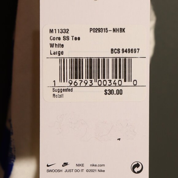 NWT Men's Nike White Tee with Blue Lettering Size Large - Picture 5 of 5
